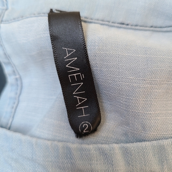 Amenah Chambray Dress with Raw Edge Layered Ruffle Hem and Sleeves, Size Small - Picture 5 of 5